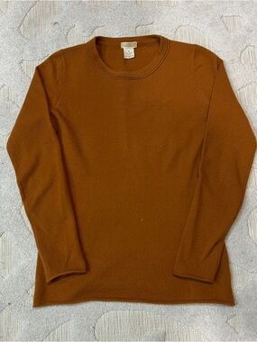 J Crew Womens Orange Rust 100% Cashmere Pullover Crew Neck Sweater Size XS